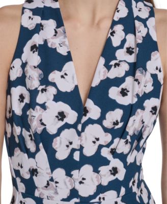 Women's Printed V-Neck Midi Dress