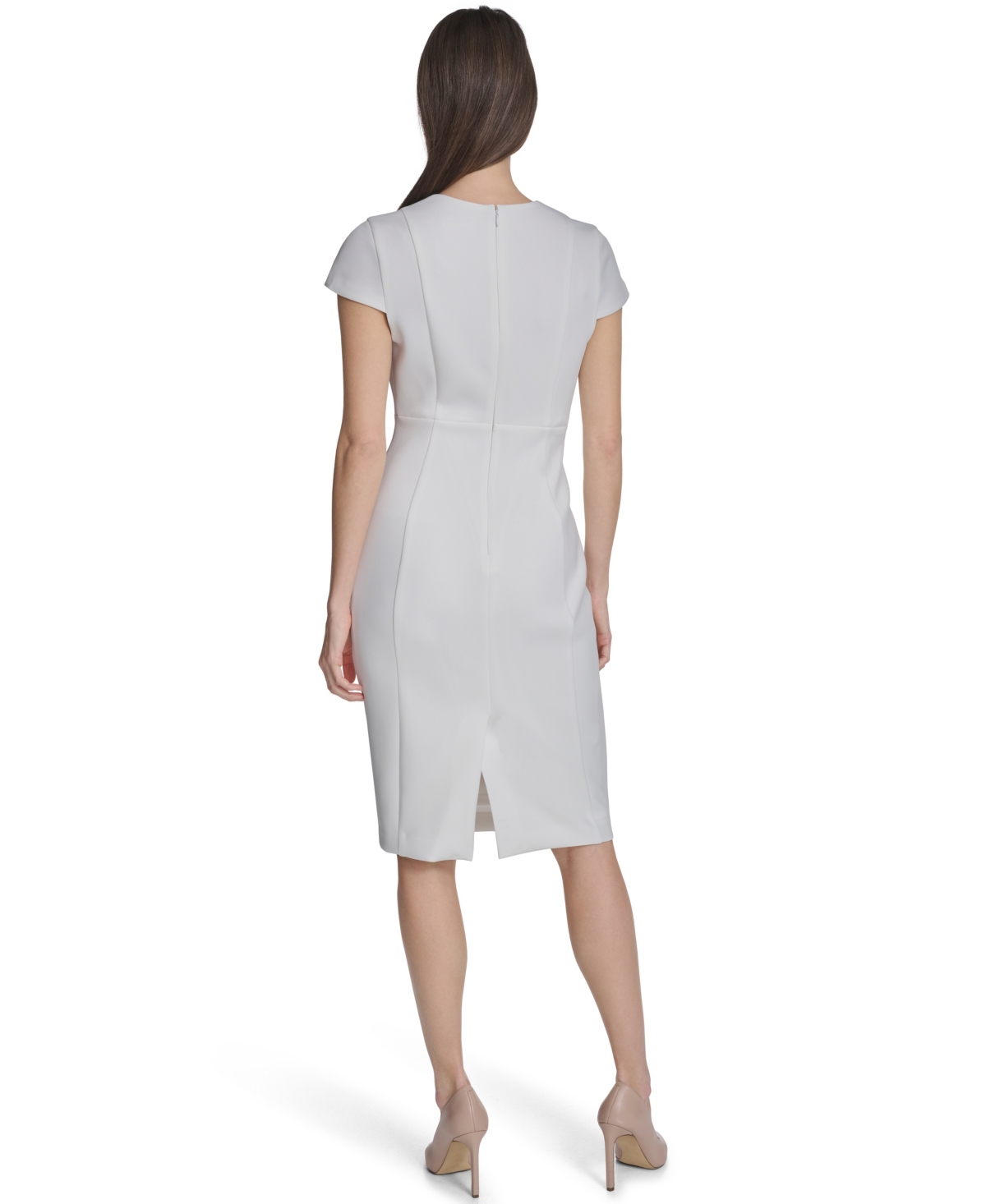 Calvin Klein Women's Side Ruched V-Neck Midi Dress