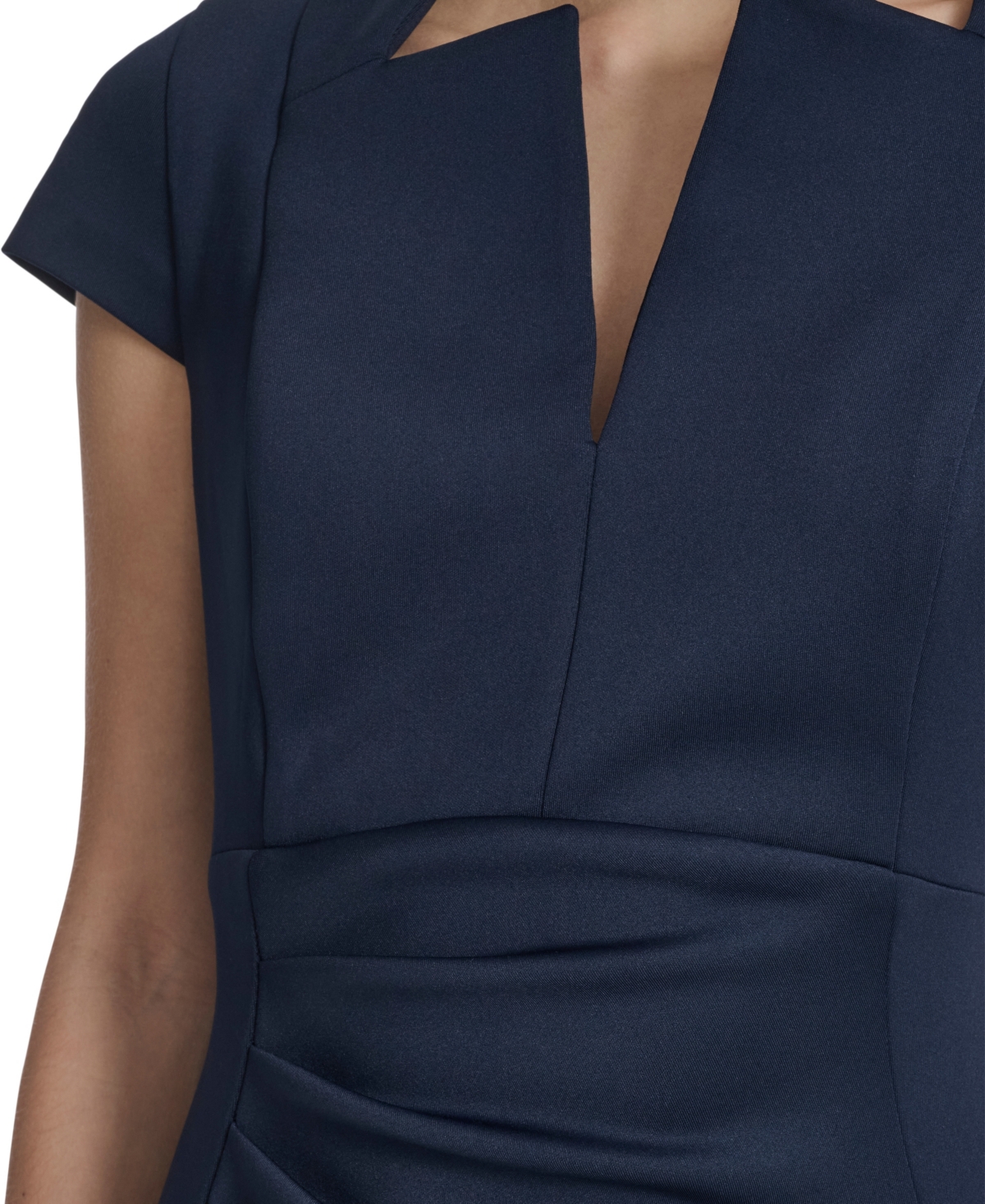 Calvin Klein Women's Side Ruched V-Neck Midi Dress