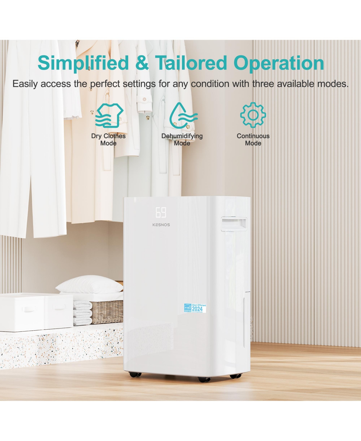 Kesnos Dehumidifier 52 Pints for 4,500 Sq. Ft.