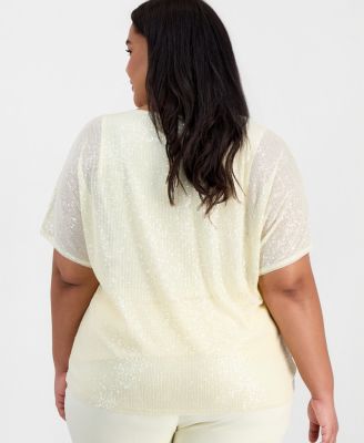 Plus Size Sequined Dolman-Sleeve Top