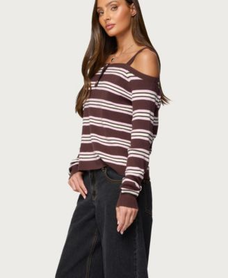 Women's Shyla Off Shoulder Striped Knit Top