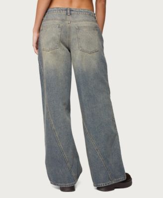 Women's Vintage Washed Low Rise Baggy Jeans