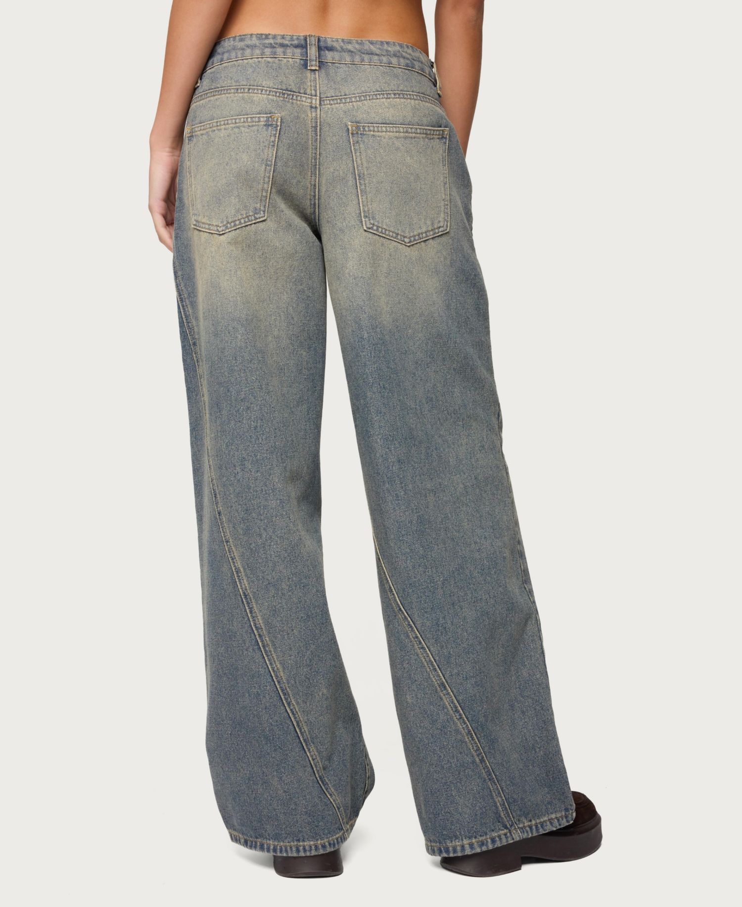 Women's Vintage Washed Low Rise Baggy Jeans