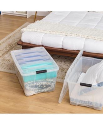 USA 94 Qt Stackable Plastic Storage Bins with Lids, 4Pk