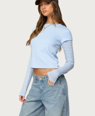 Womens Stripey Layered Long Sleeve T Shirt