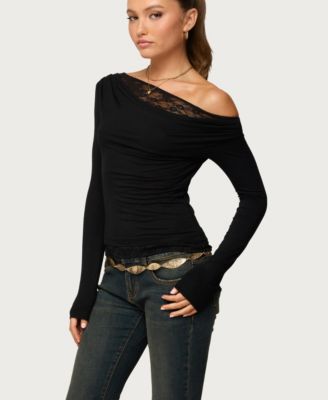 Women's Layered Lacey Off Shoulder Top