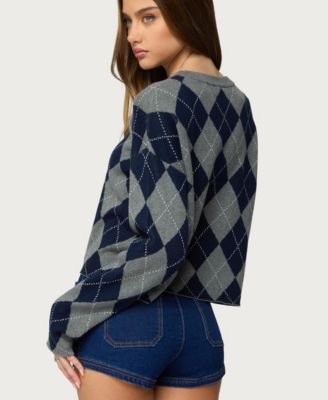 Women's Prep Girl Argyle Knit Top