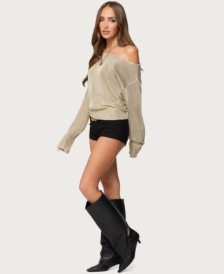 Women's Charlo Off Shoulder Shiny Knit Top