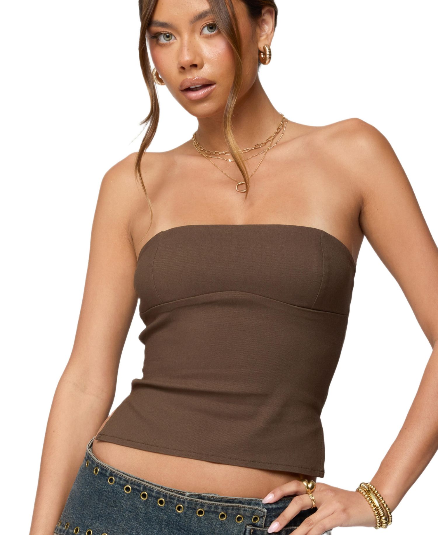 Women's Sade Strapless Side Slit Top
