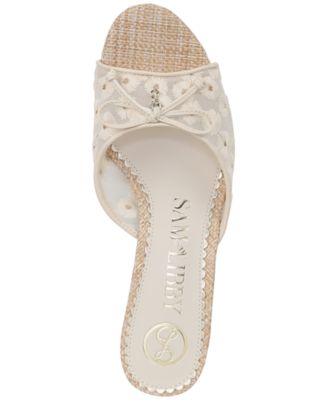 Women's Ollie Floral Mesh Kitten Heel Dress Sandals