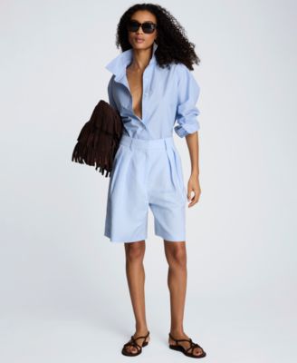 Women's Striped Woven Collared Top