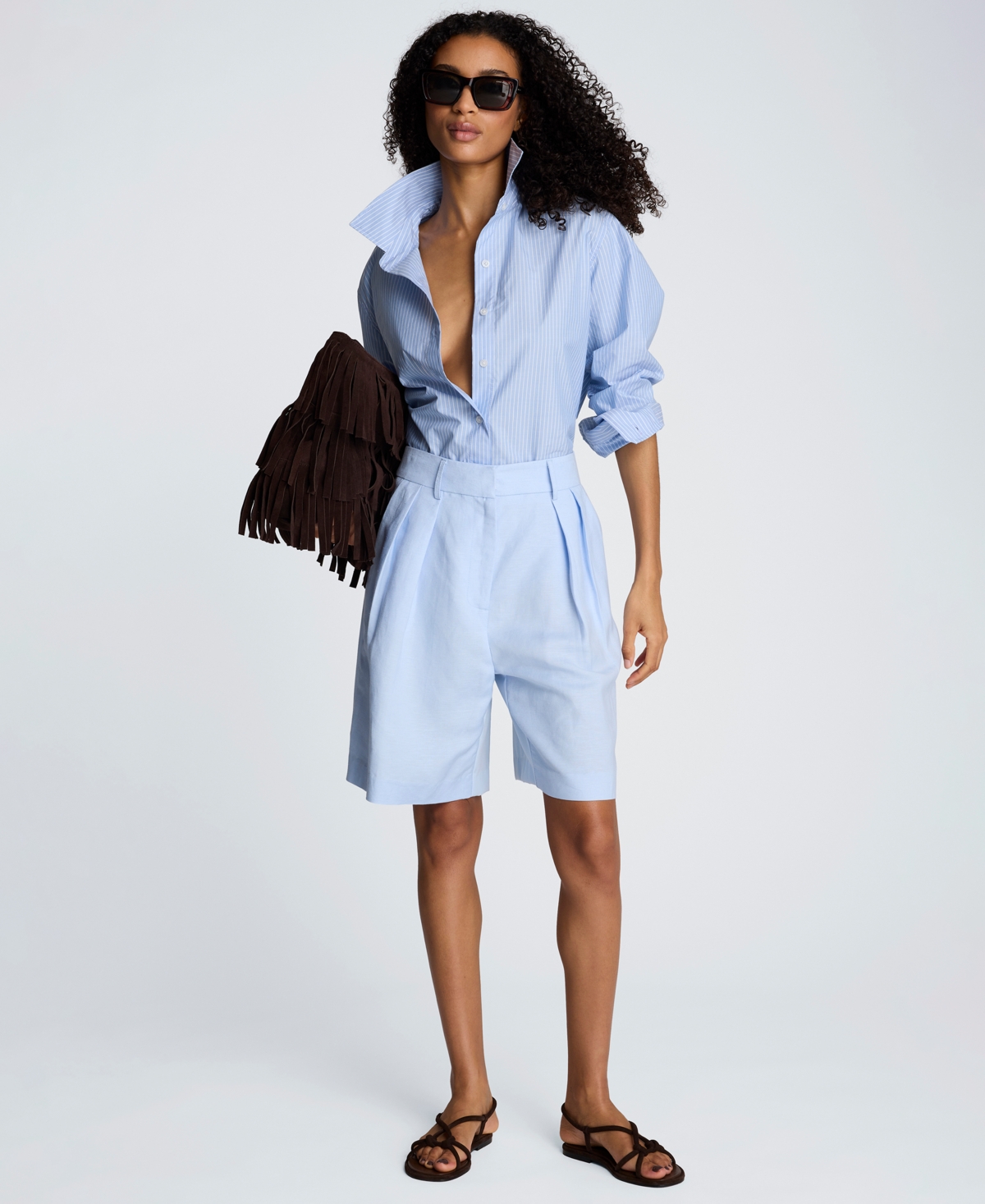 Kenneth Cole Women's Striped Woven Collared Top