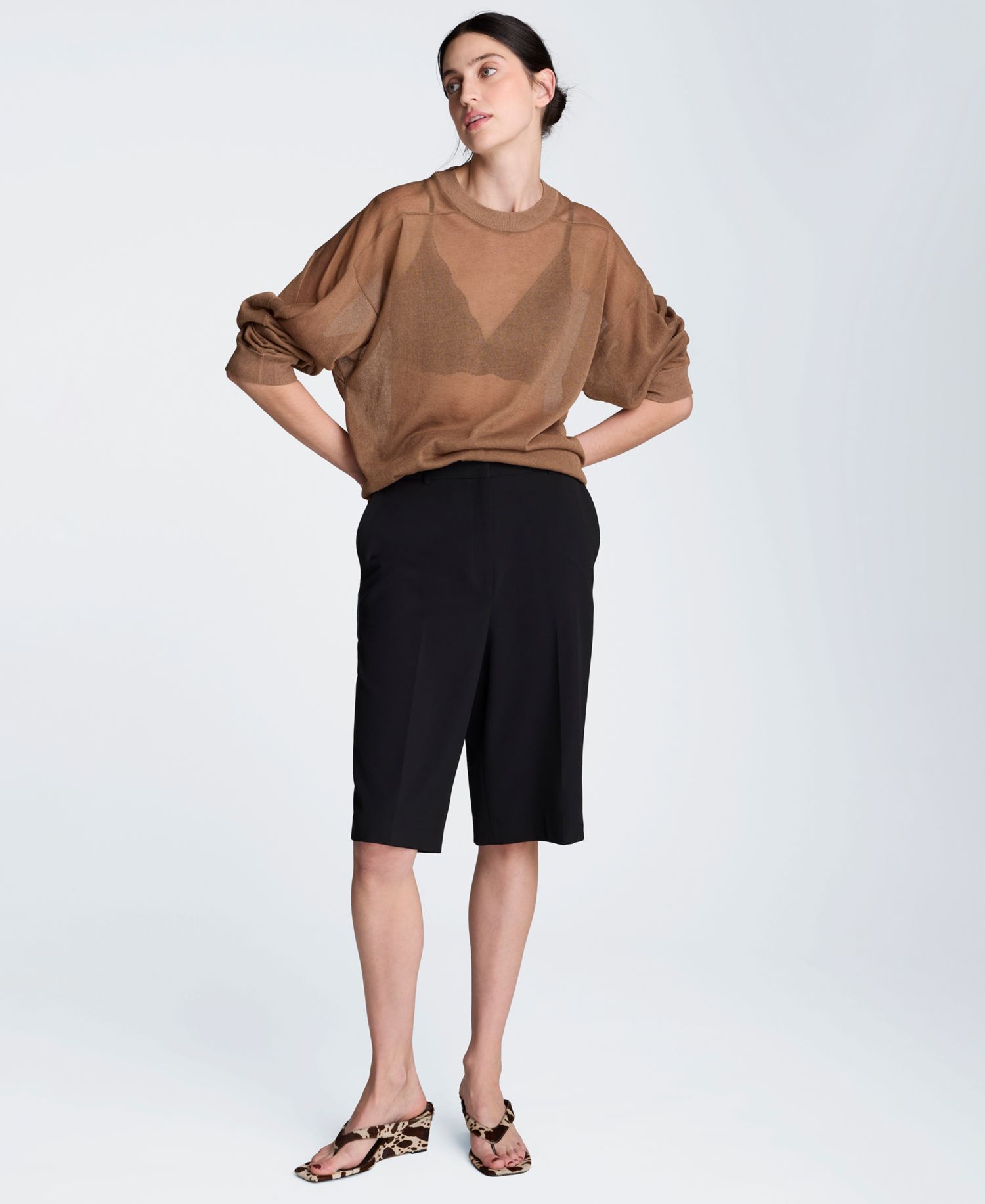 Women's Oversized Sheer Crewneck Sweater