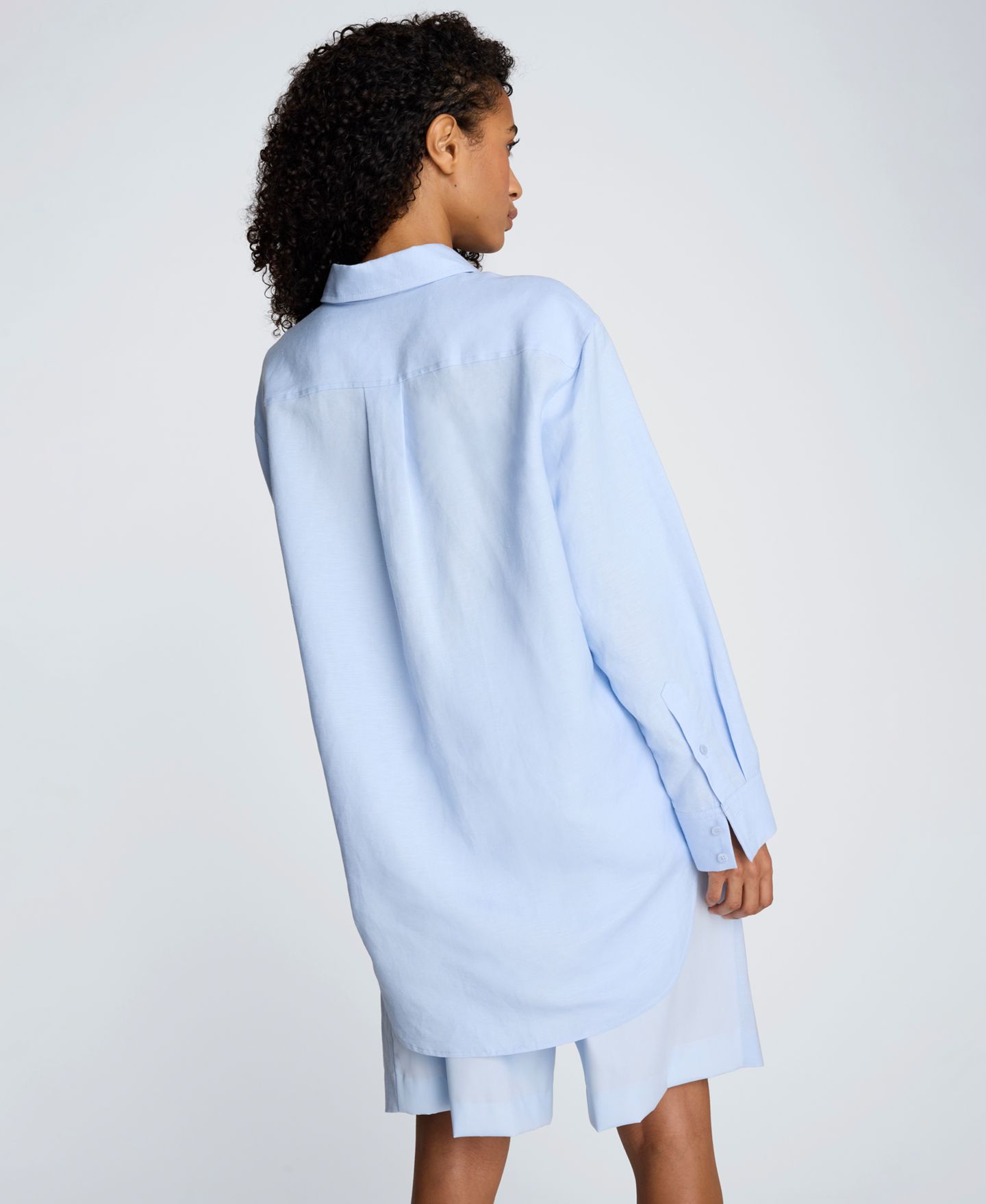 Женский топ Kenneth Cole Long-Sleeve Button-Front Linen Blend Top, цвет: Синий — фото 6