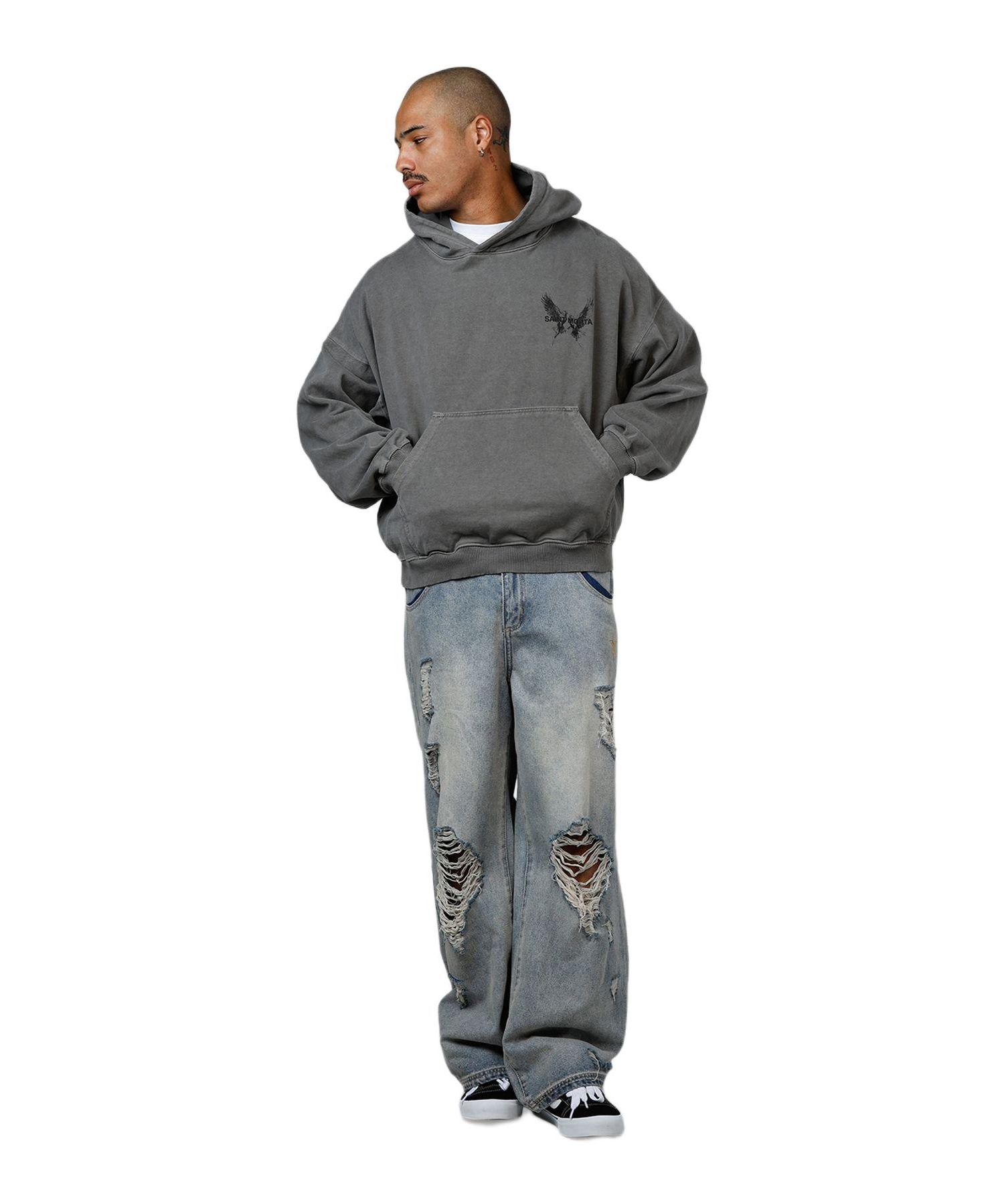 Men's Black Doves Premium Hoodie Washed Charcoal