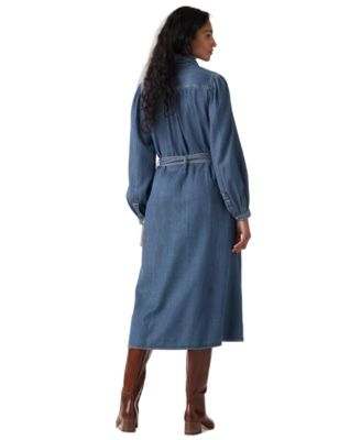 Women's Point Collar Long-Sleeve Dress