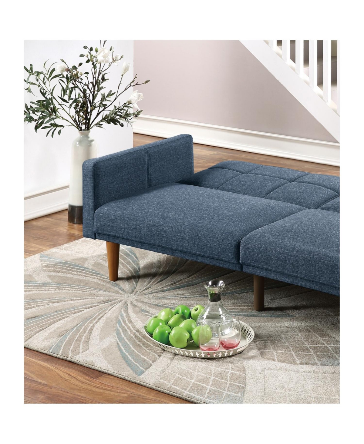 Streamdale Furniture Transitional Navy Sofa with Tufted Cushion