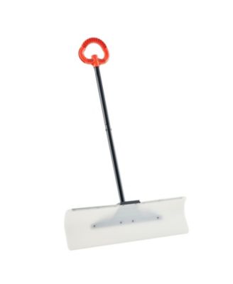 Snow Pusher Shovel, 30", HDPE Blade w/ Metal Edge, Segmented Handle, Ergonomic Grip, Driveway/Garden