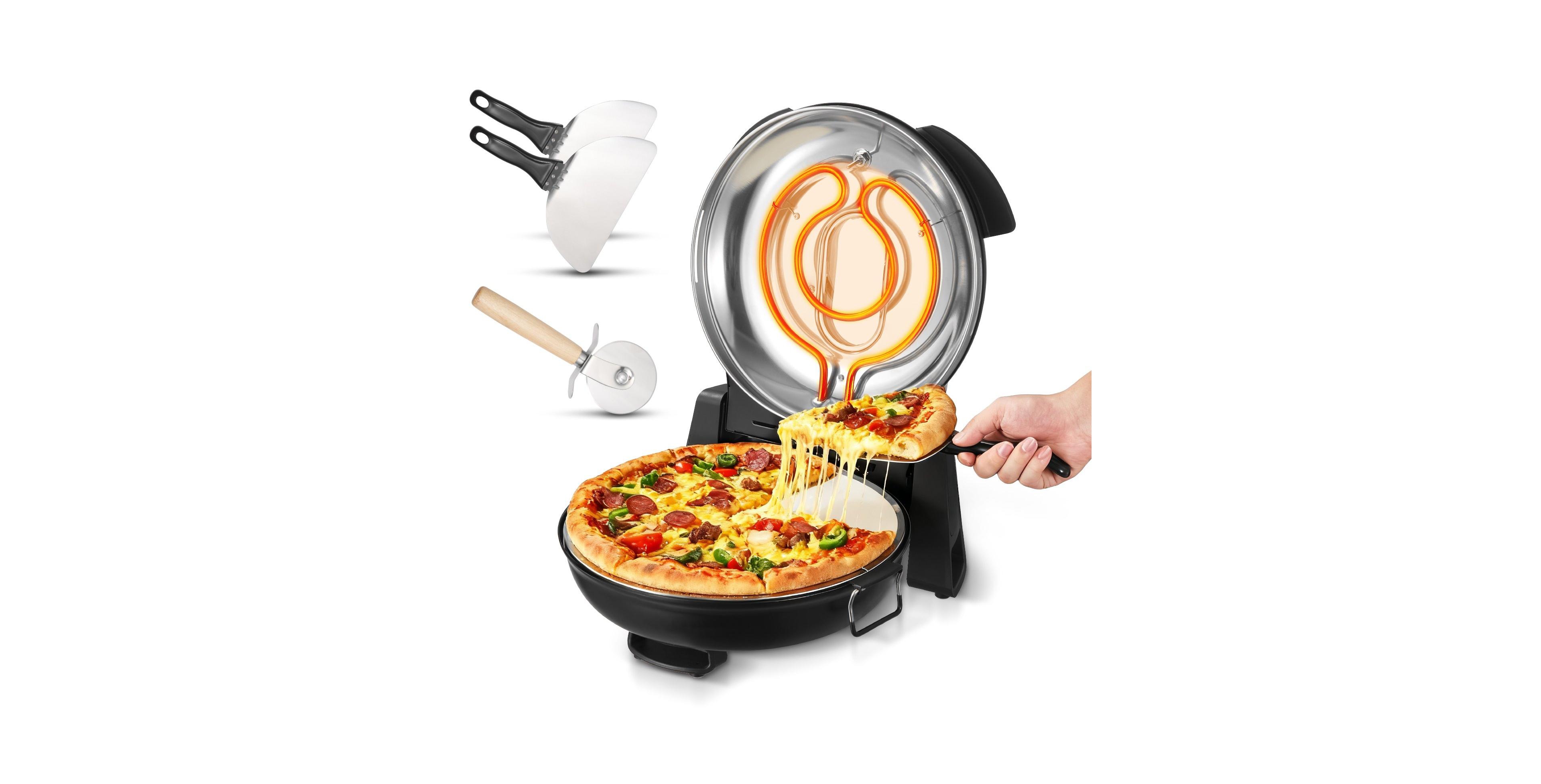 Mecale Electric Pizza Oven, 12", 1200W, Cordierite Stone, 5 Heat Modes, Viewing Window, Up to 788°F
