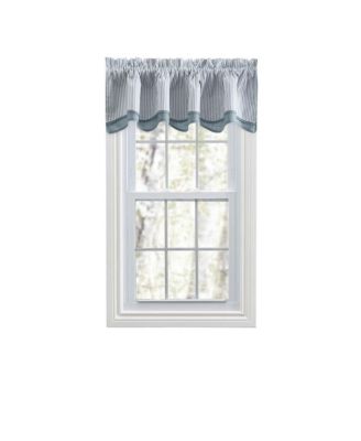Plaza Classic Ticking Stripe Printed on Natural Ground 3" Rod Pocket Bradford Valance 58" x 15" Blue