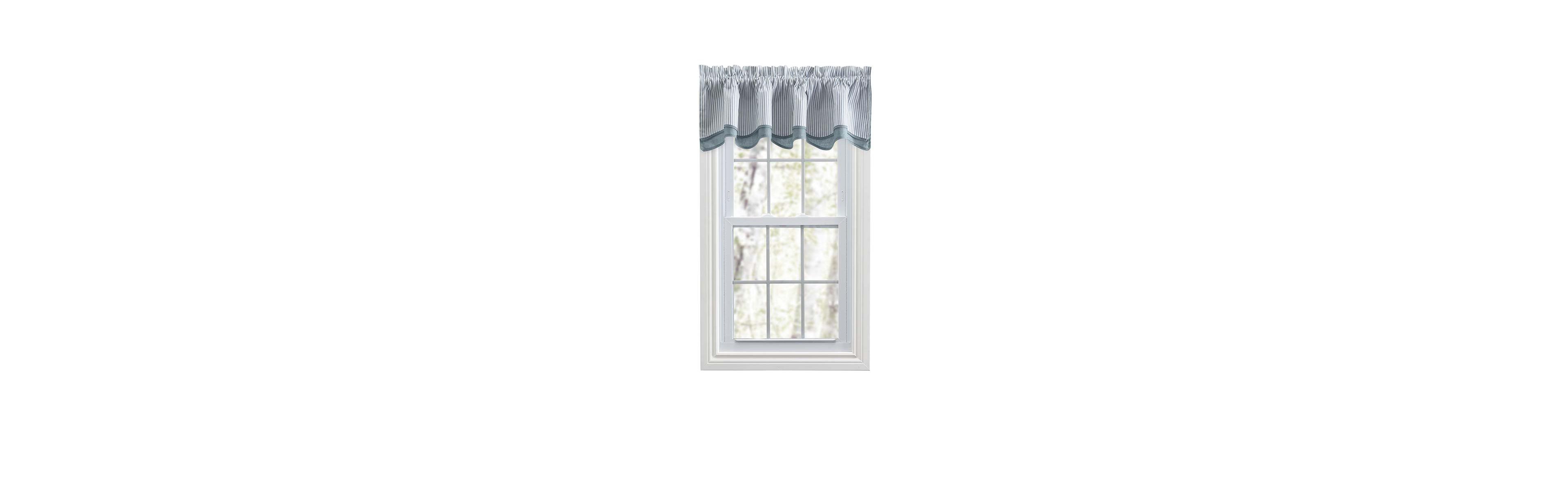 Ellis Curtain Plaza Classic Ticking Stripe Printed on Natural Ground 3" Rod Pocket Bradford Valance 58" x 15" Blue