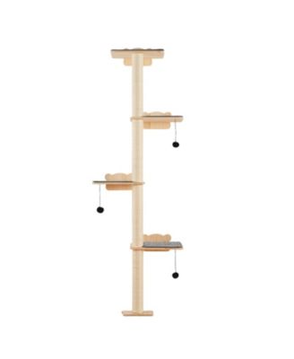 4-Piece Wall-Mounted Pine Wood Cat Shelf Set, Holds up to 40 lbs