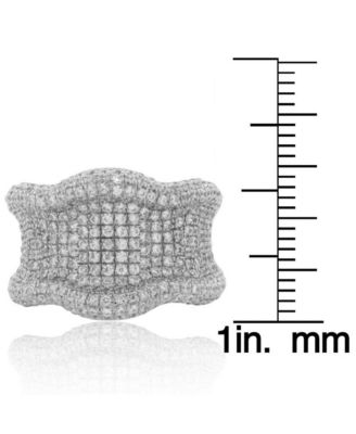 Suzy Levian Sterling Silver Cubic Zirconia Wavy Curved Ring