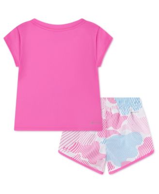 Girls' 4-6X Printed Crewneck T-Shirt and Shorts, 2-Piece Set