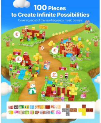 Magnetic Blocks, 100-Piece Magnet Block Building Set for Kids Ages 3