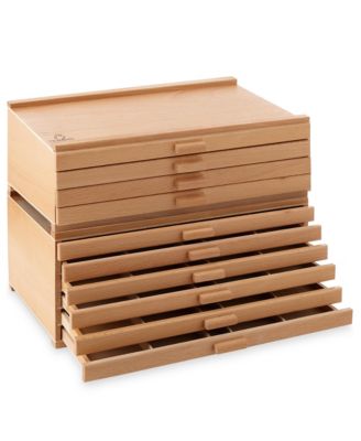 10 Drawer Wooden Artist Storage Supply Box for Pastels, Pencils, Pens, Markers, Brushes and Tools
