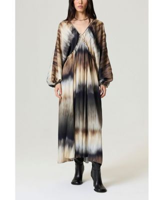 Women's Tie-Back Batik Print Maxi Dress