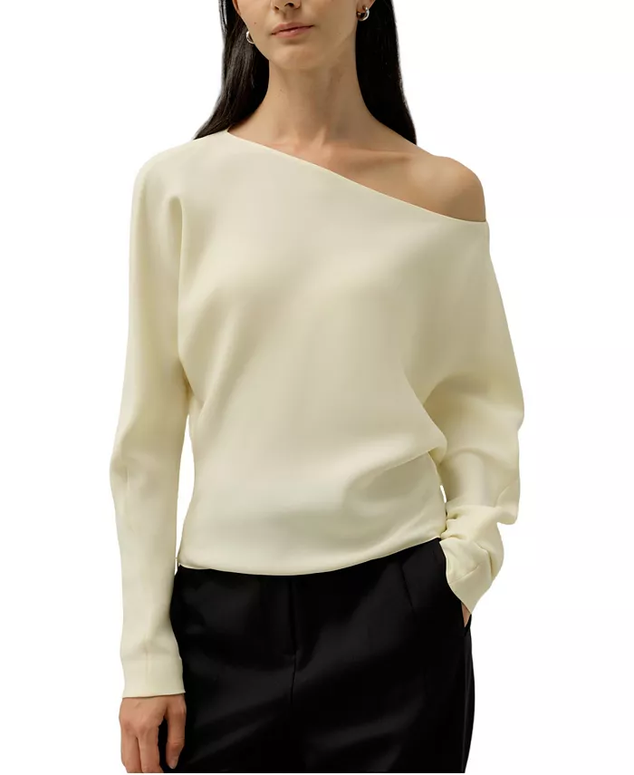 Women's Long Sleeve Gathered Silk Top