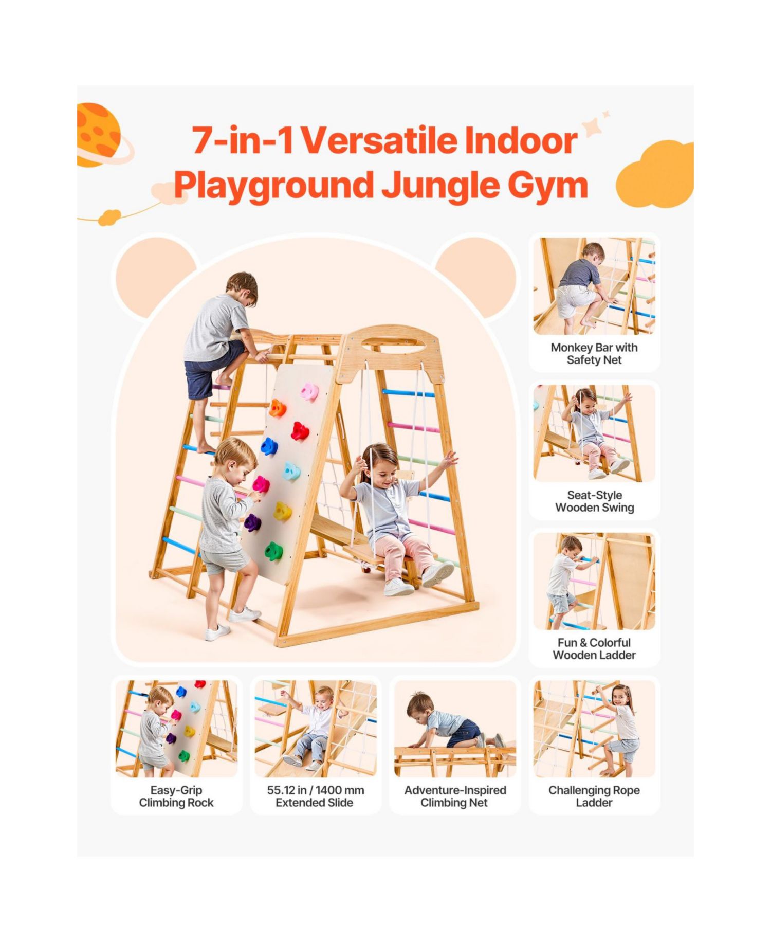 7-in-1 Wooden Jungle Gym