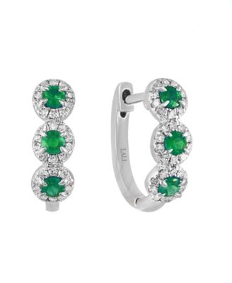 Sapphire (1/3 ct. t.w.) & Diamond (1/5 ct. t.w.) Oval Hoop Earrings in 14k Rose Gold (Also in White Gold and Yellow Gold)