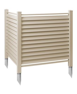 48" x 48" Louvered Privacy Screen - Outdoor Vinyl Fence Panel Enclosure for AC / Trash Bins / Pool Equipment - Tan