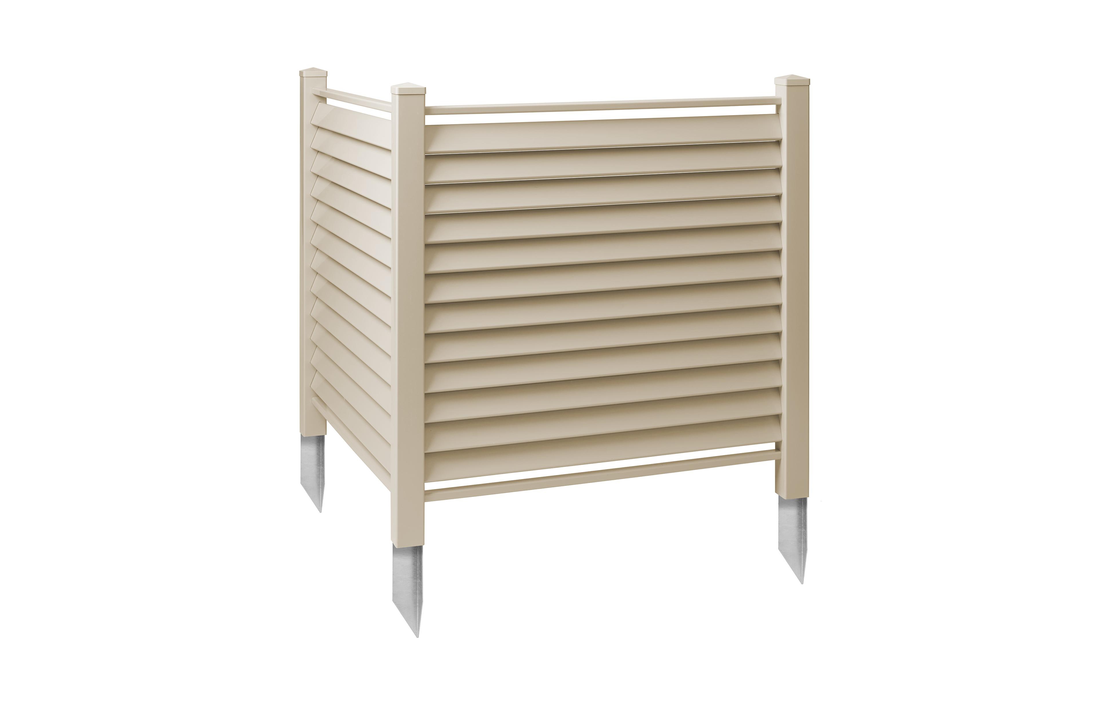 Casafield 48" x 48" Vinyl Louvered Privacy Screen Outdoor Fence Panel for Ac, Trash Bins, Pool Equipment