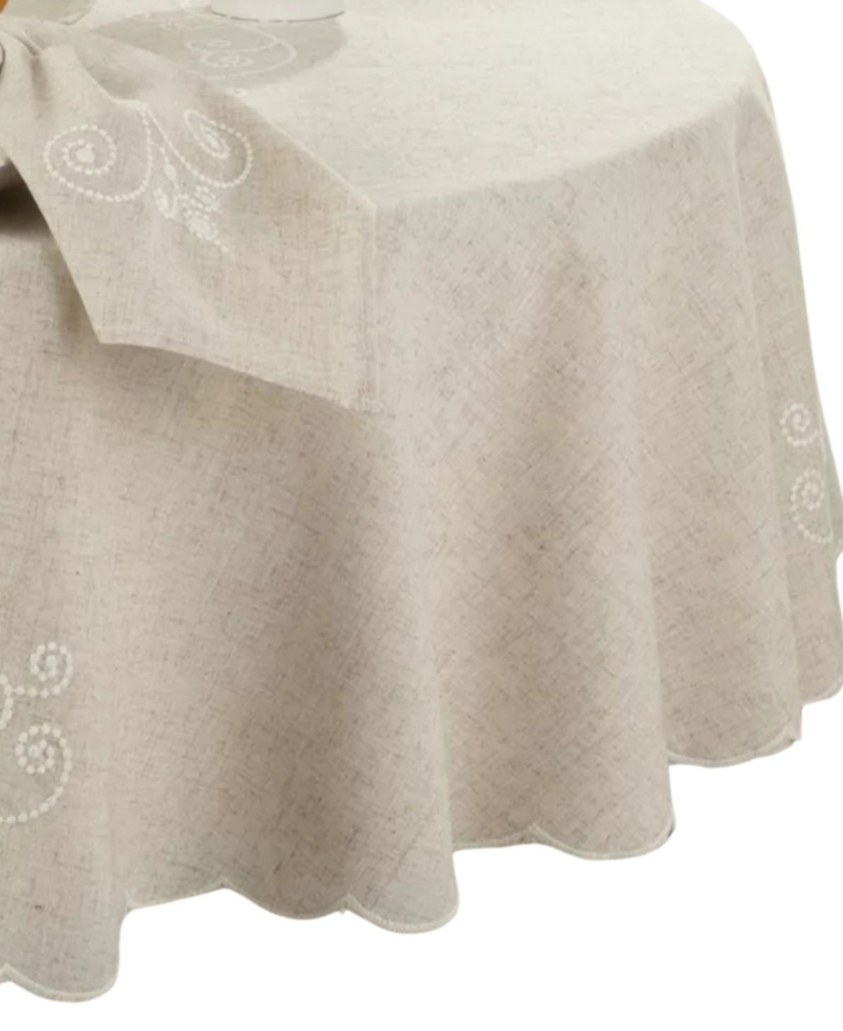 Lenox French Perle Embroidered Round Tablecloth, 70"