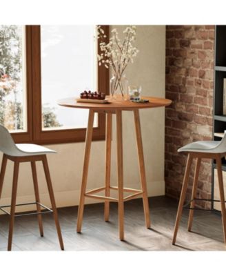 Solid Wood Bar Table, 39.37-Inch Round Bistro Table with Sturdy Frame