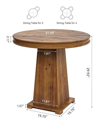 Solid Wood Round Dining Table, Small Kitchen Table for 2, Modern Farmhouse Dinner Table