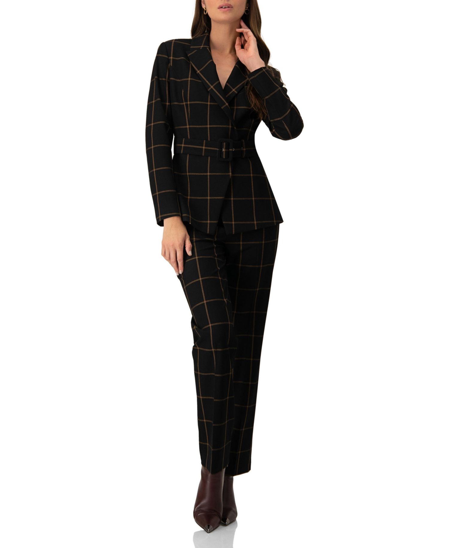 Women's Black Tailored Straight-Leg Trousers