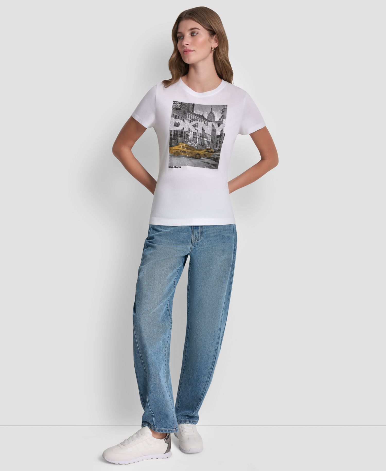 Petite Rhinestone Taxi Photoreal T-Shirt