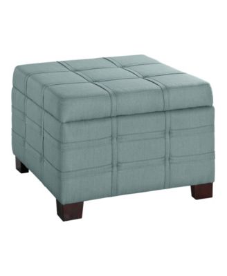 17.25" Leather Detour Strap Square Storage Ottoman