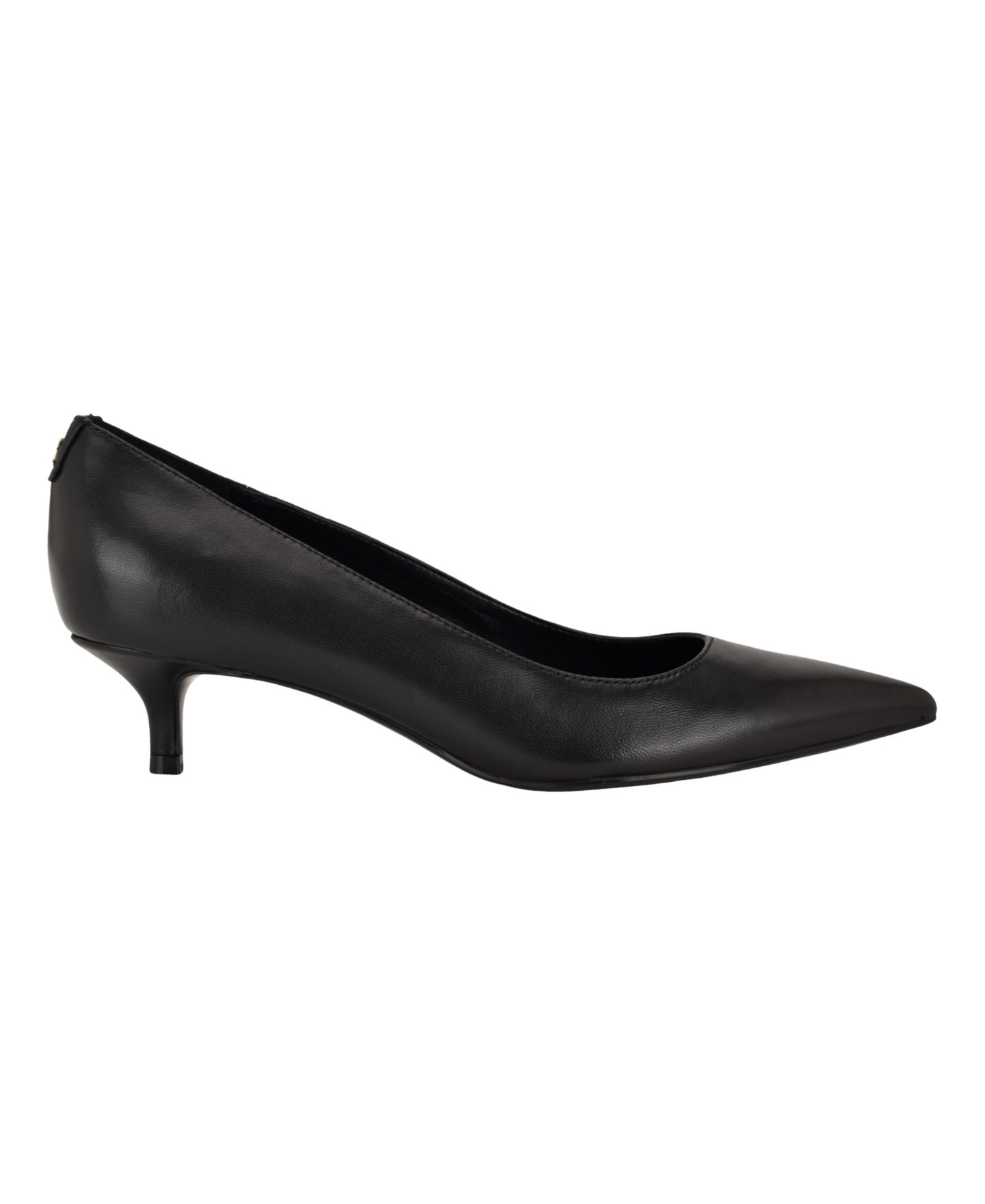 Женские туфли Calvin Klein Roxanna Slip-On Kitten Heel Pumps, цвет: Чёрный кожаный — фото 2