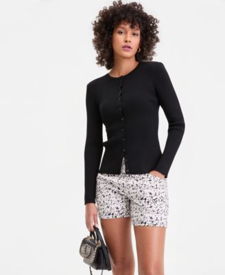 Women's Ribbed Crewneck Cardigan