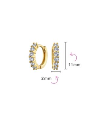 5 Solitaire CZ Small Kpop Huggie Hoop Earrings Round Cubic Zirconia Rose Gold Plated .925 Sterling Silver