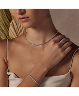 Sterling Silver 18k Gold Plated Cherie Tennis Necklace & Bracelet Set Dainty Duo