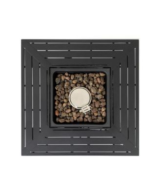 28inch Iron Square Propane Fire Pit Table Black 50000 BTU Adjustable Flame Outdoor Heater