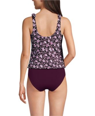 Women's Tie Shoulder Flutter Tankini Top
