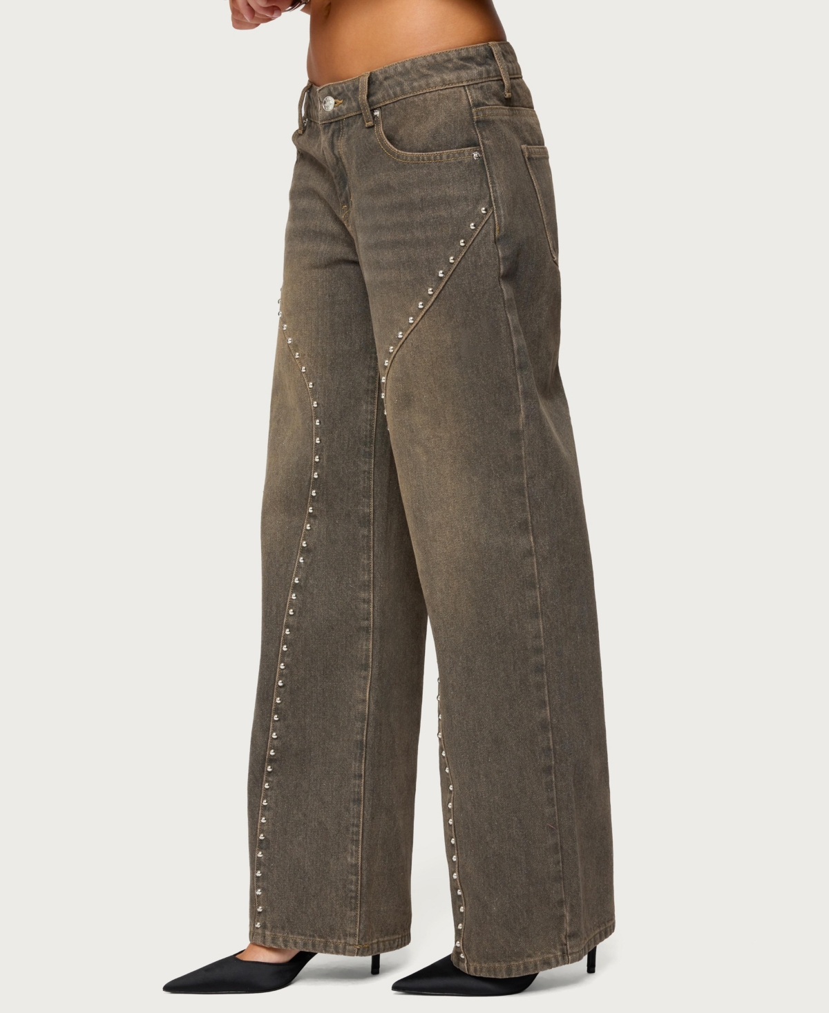 Edikted Women's Charliza Stud Low Rise Baggy Jeans